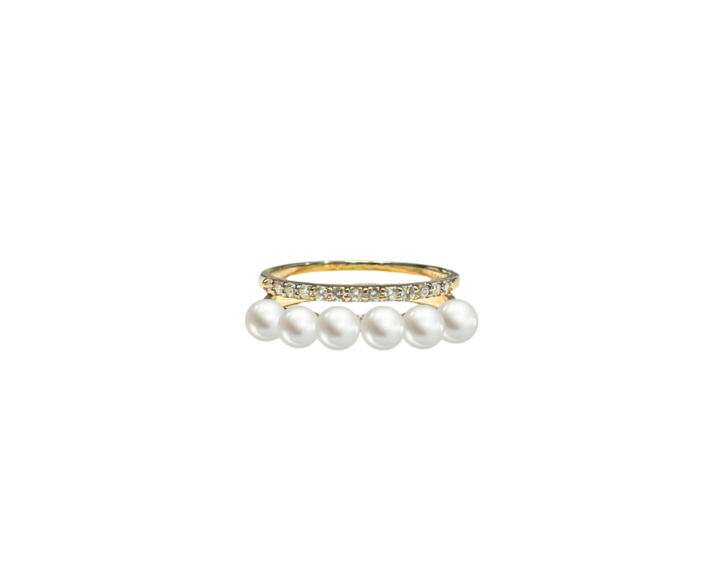 Diamond & Pearl Duo Ring - Akoya Atelier