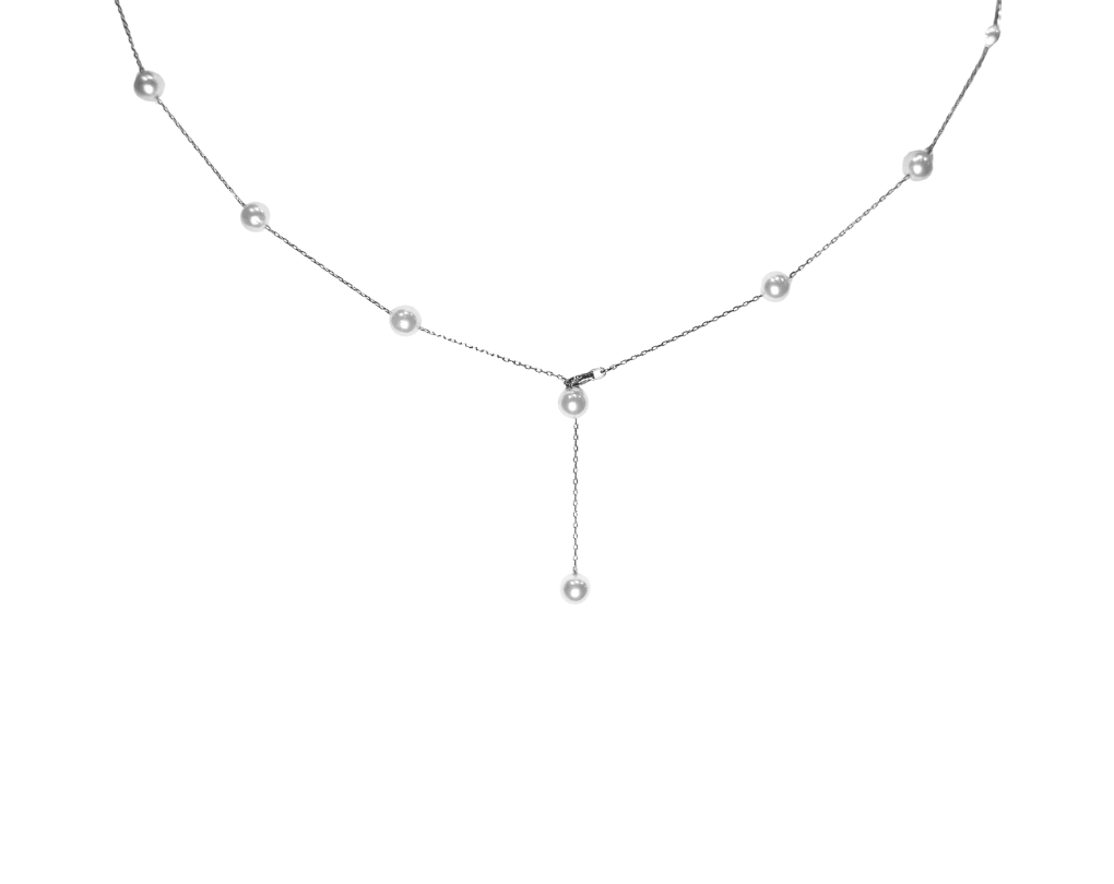 Platinum Station Necklace - Akoya Atelier