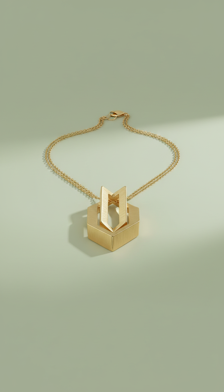 Geometric Gold Pendant Necklace