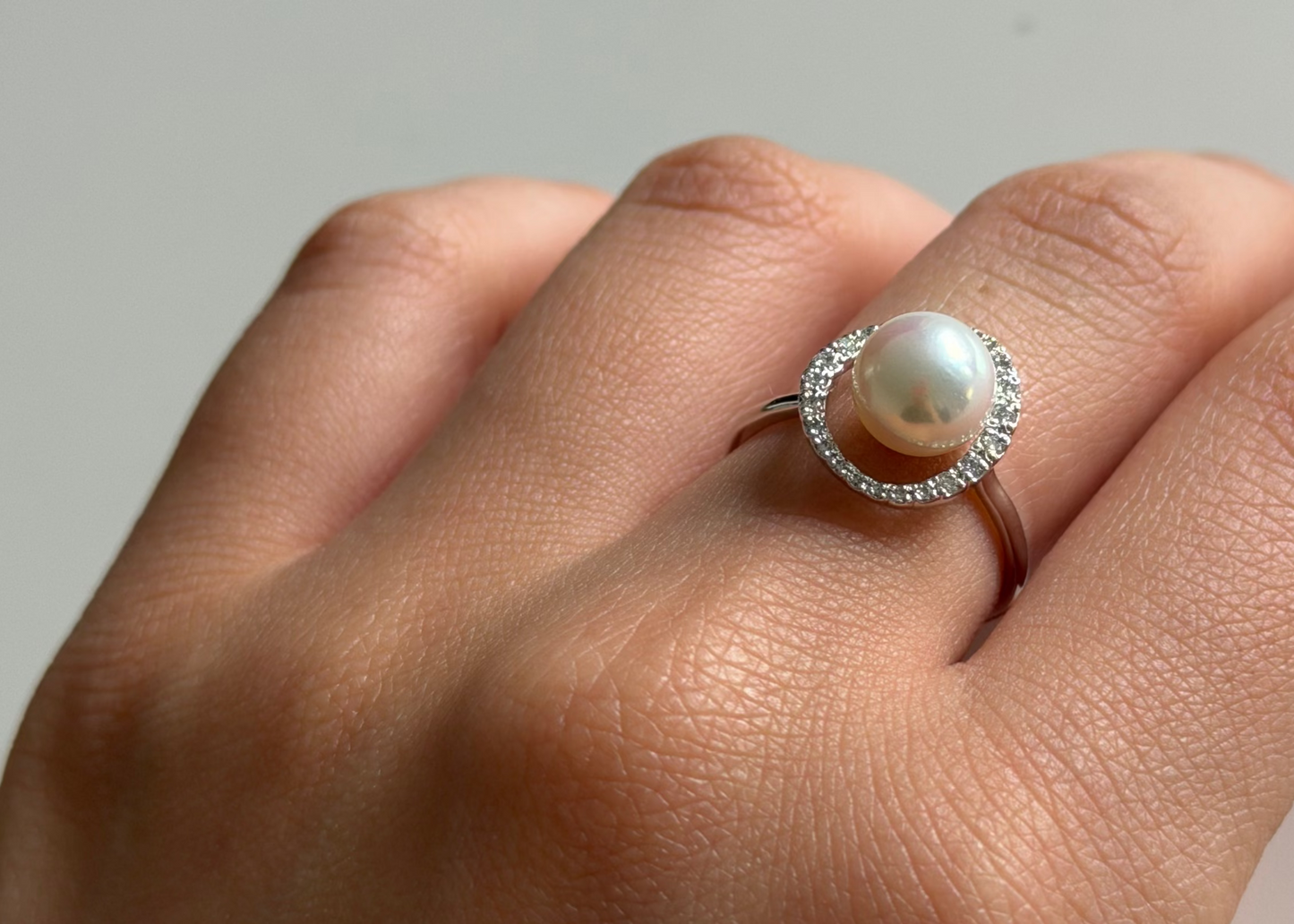 Orbit Pearl & Diamond Ring