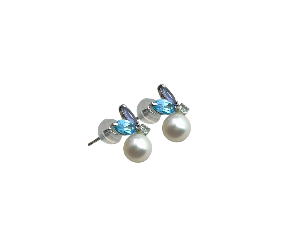 Shades of Blue Pearl Earrings