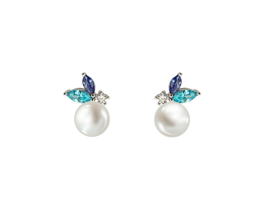 Shades of Blue Pearl Earrings