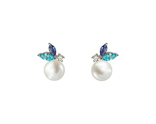 Shades of Blue Pearl Earrings