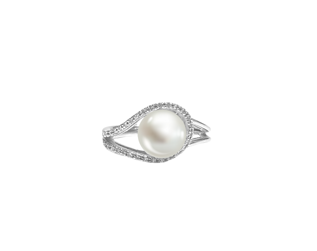 Platinum Diamond &  Pearl Ring