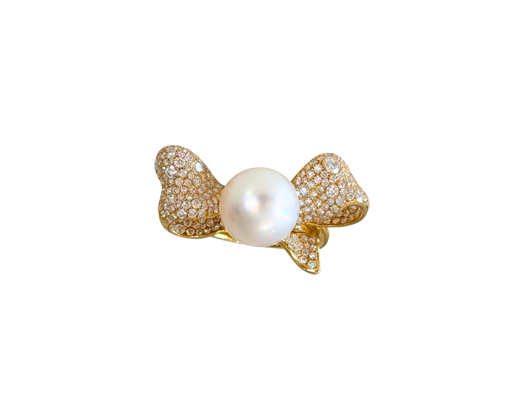 Statement Diamond &  Pearl Bow Ring