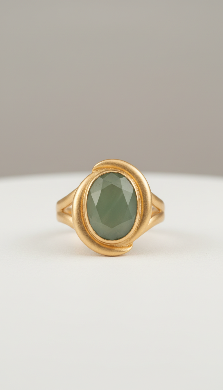 Sculptural Gold Ring with Onyx