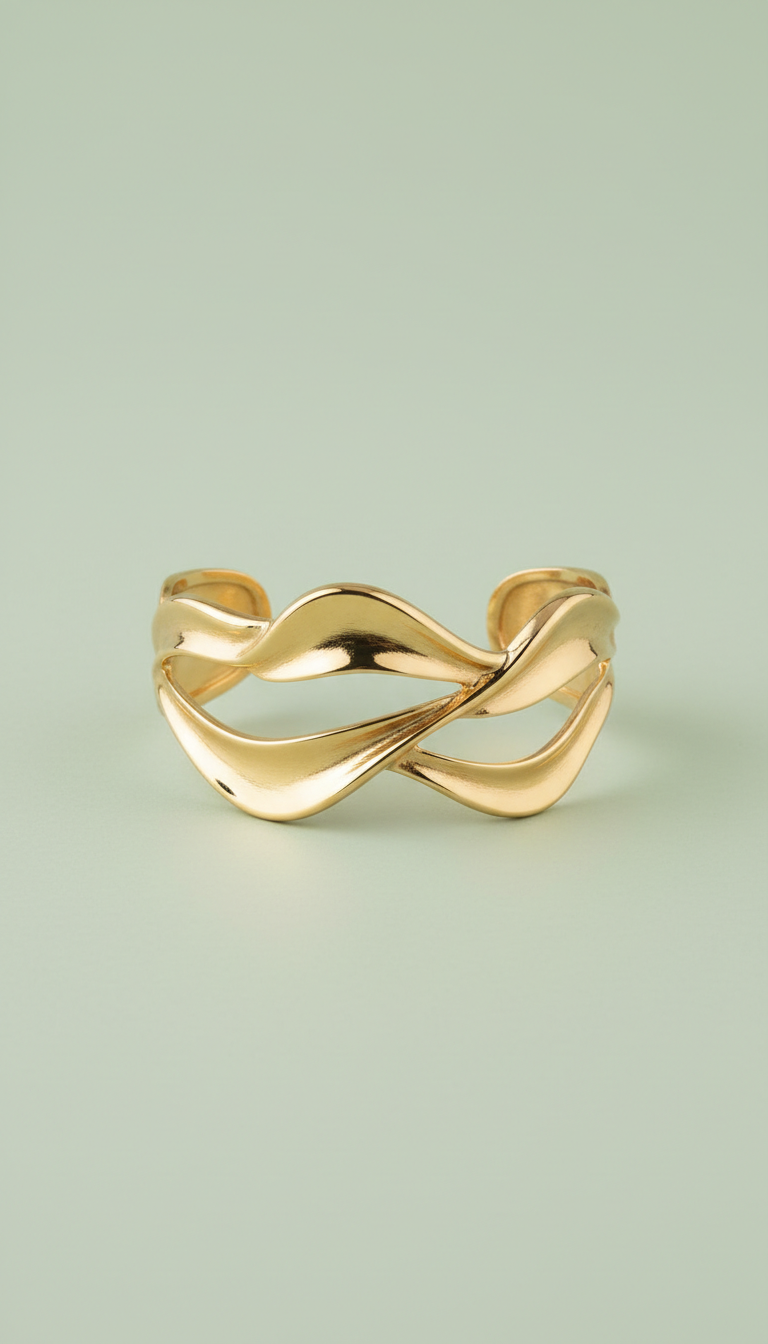 Sculptural Gold-Plated Cuff Bracelet