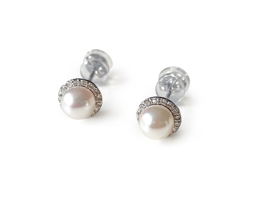 Diamond & Pearl Halo Earrings